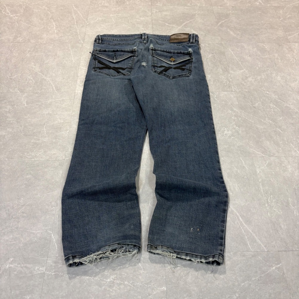 Aeropostale Aero Slim Boot Jeans Mens 34x30 Medium Wash Distressed Blue Denim